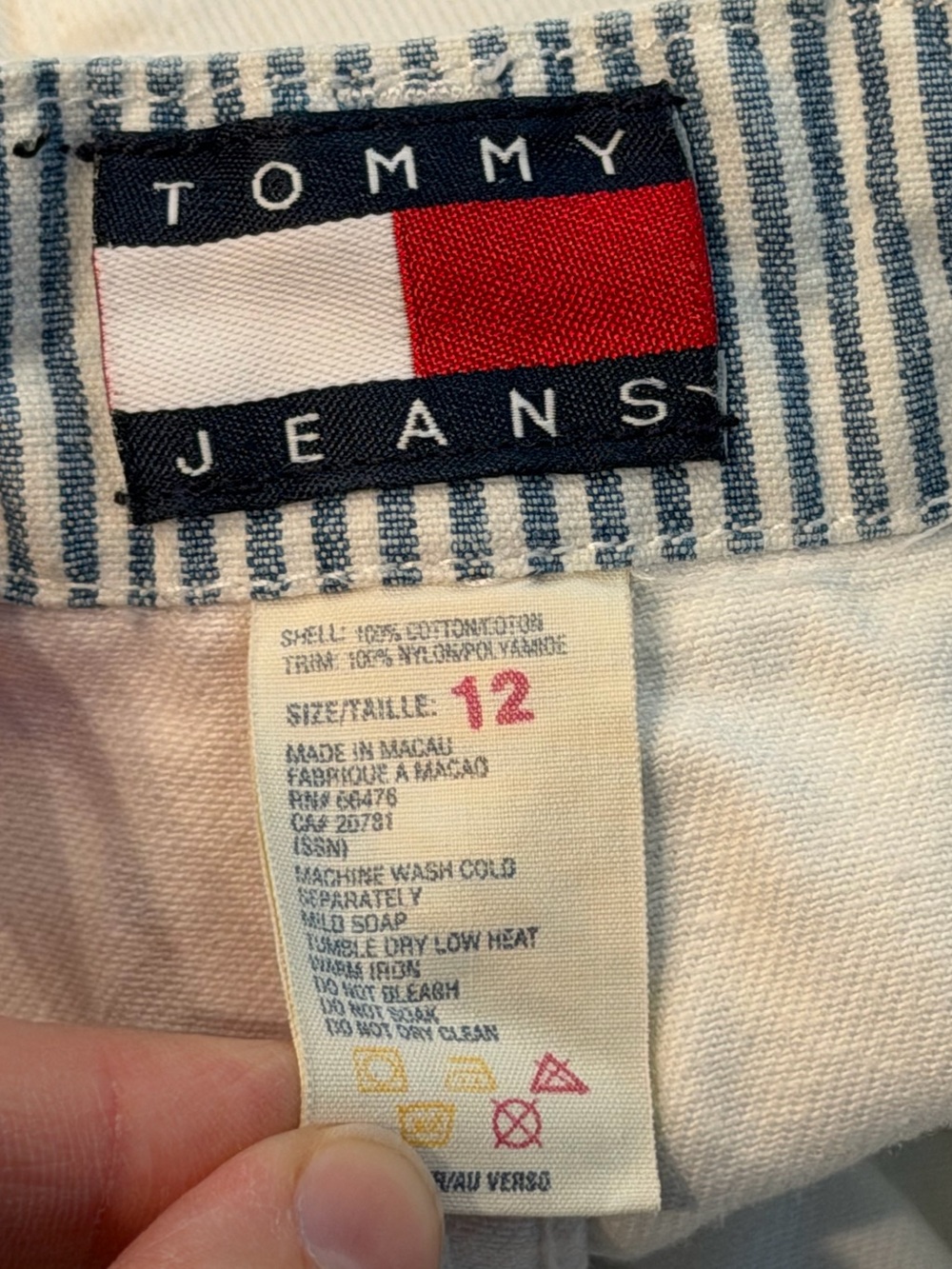 Tommy Hilfiger Vintage 90s Flag Patch White Distressed Shorts Red White Blue - Picture 13 of 13